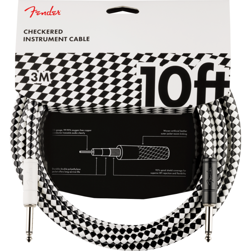 Câble Jack FENDER Chekboard Cable 3m - Macca Music