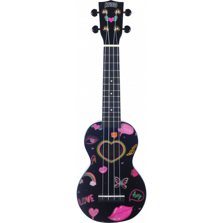 Ukulele Soprano + housse MAHALO Coeurs et Fleurs - Macca Music