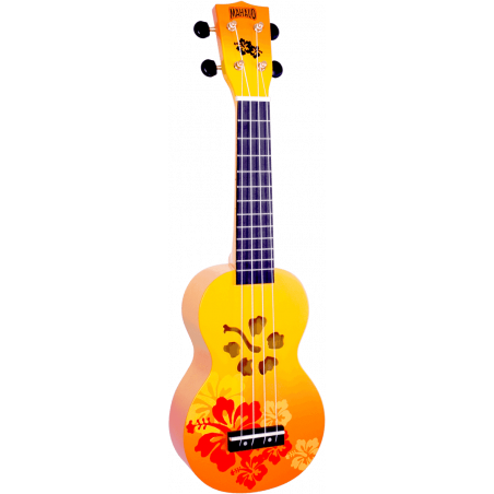 Ukulele Soprano + Housse MAHALO Fleur Hibiscus Orange - Macca Music