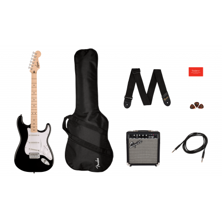 Pack Guitare Electrique Débutant SQUIER Sonic Stratocaster Black - Macca Music