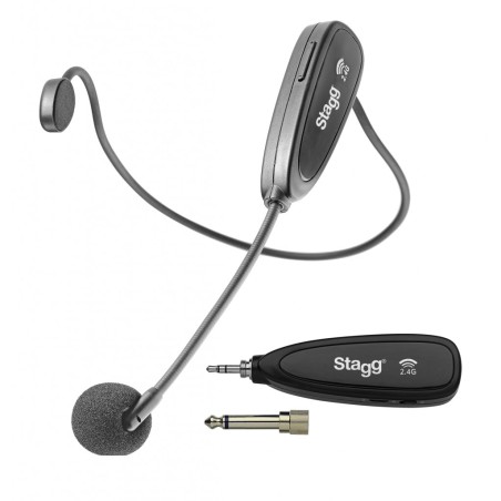 STAGG Micro-Casque Sans Fil de 2,4 GHz (avec émetteur et récepteur) - Macca Music -