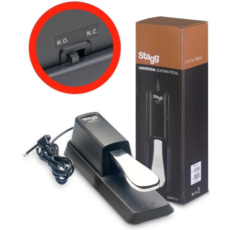 STAGG Pédale De Sustain Universelle Pour Piano ou Clavier Electronique, avec Inverseur de Polarité - Macca Music -