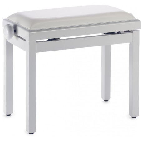 STAGG Banquette De Piano, Couleur Blanc Brillant, Avec Pelote en Skai Blanc - Macca Music -