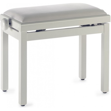 Banquette De Piano, Couleur Blanc Perle Brillant, Avec Pelote en Velours Blanc -Macca Music -