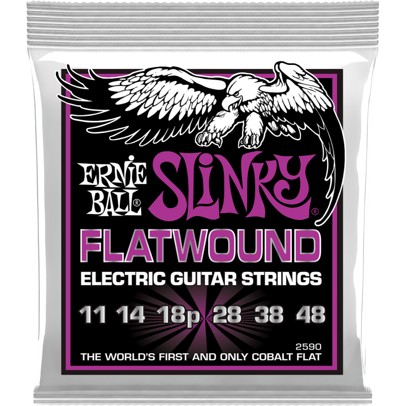 Cordes Pour Guitare Electrique Filet Plat ERNIE BALL 2590 Power Slinky Flatwound - Macca Music