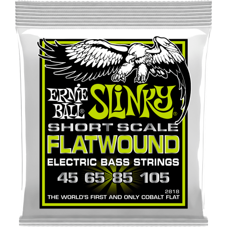 Cordes Basse Shortscale Flatwound ERNIE BALL 2818 Regular Slinky 45-105- Macca Music