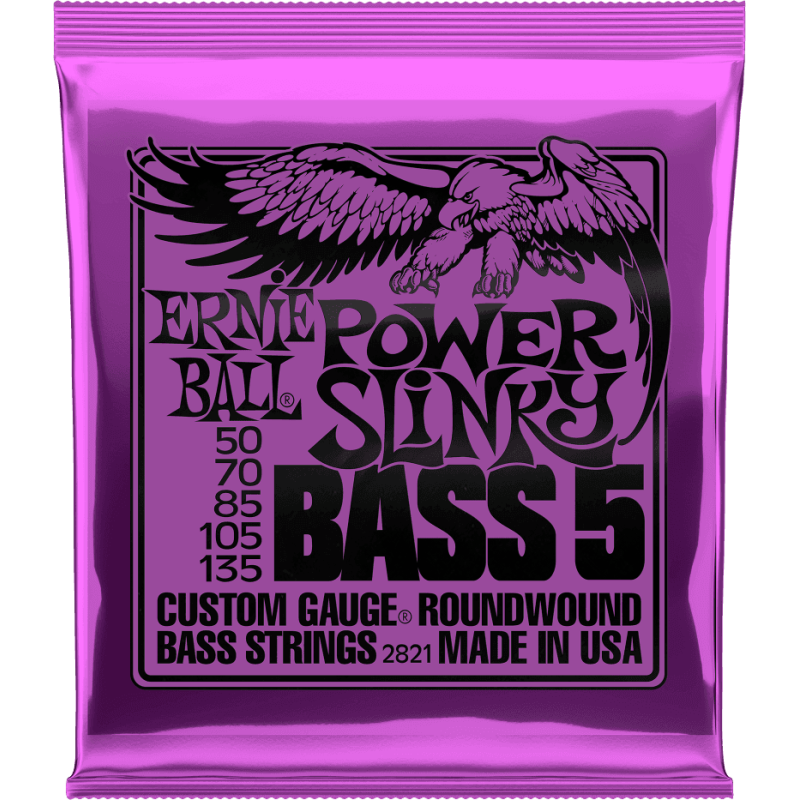 Cordes Pour Basse 5 Cordes ERNIE BALL 2821 Power Slinky 50-135 - Macca Music