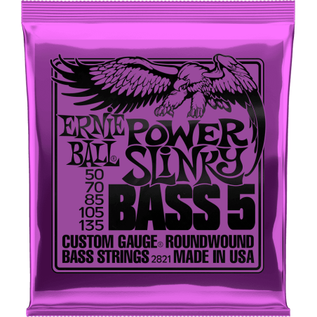 Cordes Pour Basse 5 Cordes ERNIE BALL 2821 Power Slinky 50-135 - Macca Music