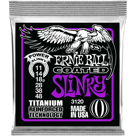 Cordes Pour Guitare Electrique ERNIE BALL 3120 Coated Power Slinky 11-48 - Macca Music