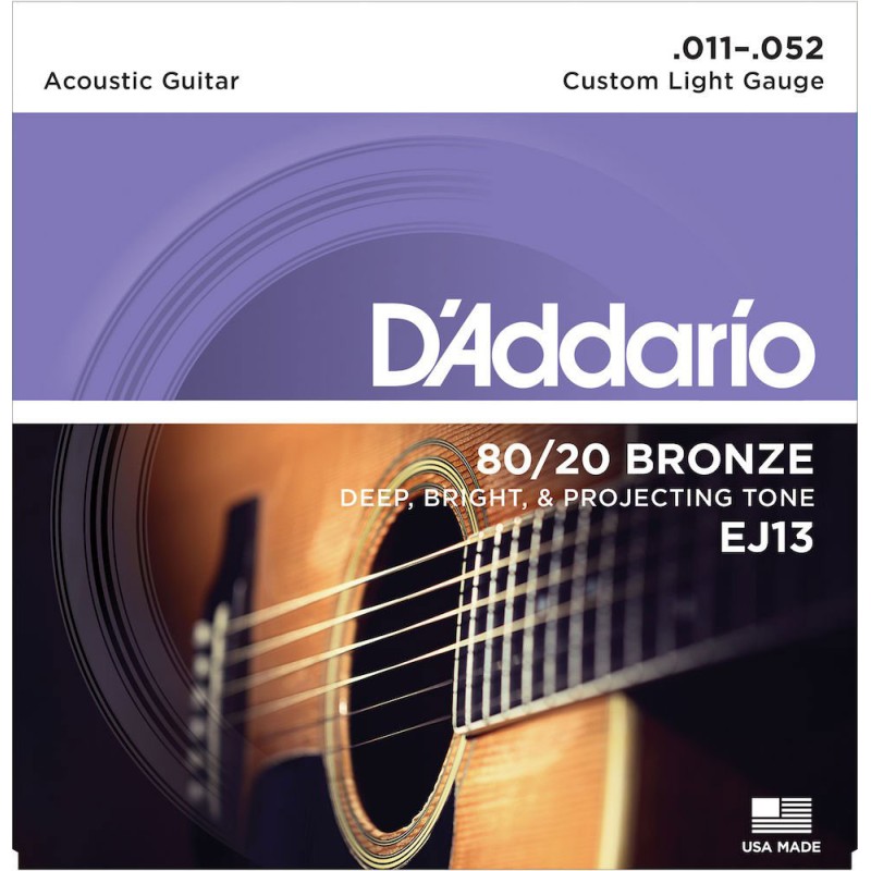Cordes Pour Guitare Acoustique D'ADDARIO EJ13 Bronze - Macca Music