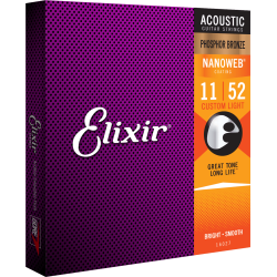 Cordes Pour Guitare Acoustique ELIXIR 16027 Custom Light PH 11-52 - Macca Music