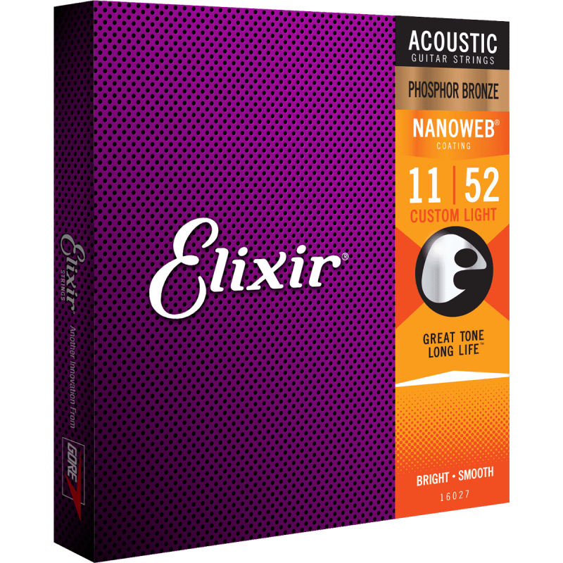 Cordes Pour Guitare Acoustique ELIXIR 16027 Custom Light PH 11-52 - Macca Music