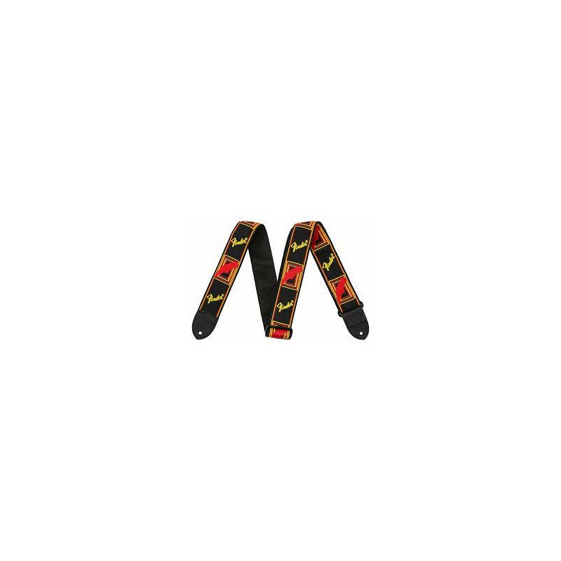Sangle Pour Guitare Et Basse FENDER Black Red And Yellow Strap - Macca Music