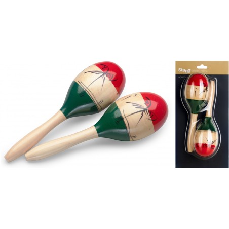 Paire De Maracas STAGG Ovales En Bois Finition Mexique 26 cm - Macca Music