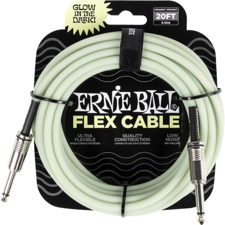 Câble Jack Instrument ERNIE BALL Flex 6m Phosphorescent - Macca Music